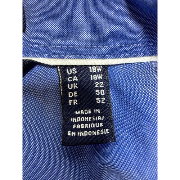 Lands End Women’s Sz 18W Blue Button Up No Iron Pin Point Oxford Business Office - Picture 4 of 7